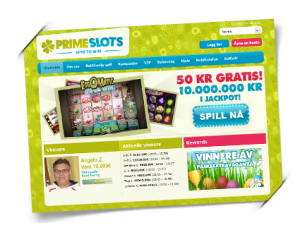 Prime Slots hovedside meny-bilde